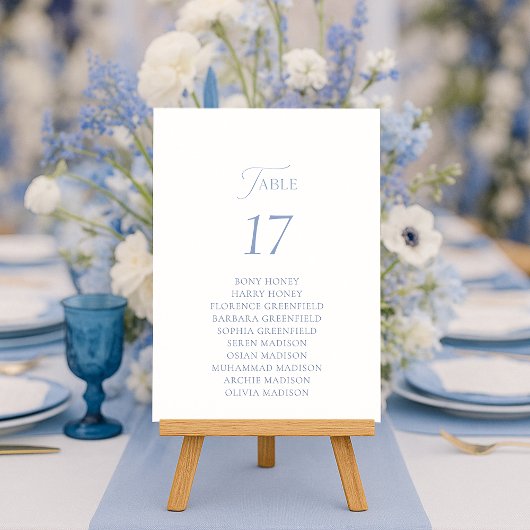 Dusty Blue Elegant Table Seating Card  招待状