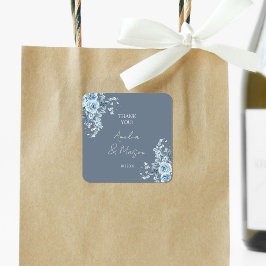 Dusty Blue Elegant Thank You Wedding スクエアシール