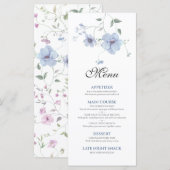 Dusty Blue Elegant Watercolor Floral Wedding メニュー (正面/裏面)