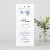 Dusty Blue Elegant Watercolor Floral Wedding メニュー (スタンド正面)