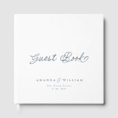 Dusty Blue Elegant Wedding Guest Book with Names ゲストブック (正面)