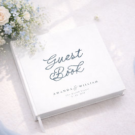 Dusty Blue Elegant Wedding Guest Book with Names ゲストブック