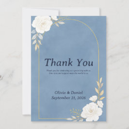 Dusty Blue Elegant Wedding Thank You Card サンキューカード