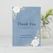 Dusty Blue Elegant Wedding Thank You Card サンキューカード (スタンド正面)