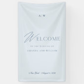 Dusty Blue Elegant Wedding Welcome Banner 横断幕 (縦)