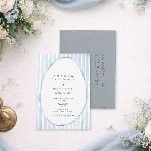 Dusty Blue Estate Wedding Invitation 招待状
