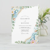 Dusty Blue Ethereal Coastal Wedding 招待状 (スタンド正面)