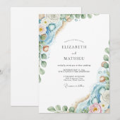 Dusty Blue Ethereal Coastal Wedding 招待状 (正面/裏面)