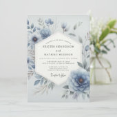 Dusty Blue Ethereal Floral Wedding 招待状 (スタンド正面)