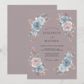 Dusty Blue Ethereal Romance Wedding 招待状 (正面/裏面)