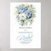 Dusty Blue Eucalyptus Bridal Shower Welcome ポスター (正面)