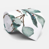 Dusty Blue Eucalyptus Greenery Groom Wedding ネクタイ (ロール)