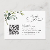Dusty Blue Eucalyptus Greenery Wedding RSVP Card 招待状 (正面)