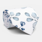 Dusty Blue Eucalyptus Greenery Wedding White ネクタイ (ロール)