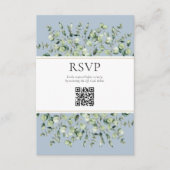 Dusty Blue Eucalyptus QR Code Wedding RSVP  エンクロージャーカード (正面)