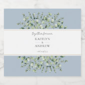 Dusty Blue Eucalyptus Together Forever Wedding  スパークリングワインラベル (シングルラベル)
