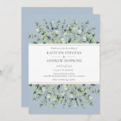 Dusty Blue Eucalyptus  Wedding 招待状 (正面/裏面)