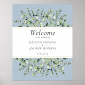 Dusty Blue Eucalyptus Wedding Welcome ポスター (正面)