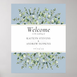 Dusty Blue Eucalyptus Wedding Welcome  ポスター