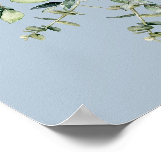 Dusty Blue Eucalyptus Wedding Welcome ポスター (角)