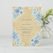 Dusty Blue Exquisite Vintage Wedding 招待状 (スタンド正面)