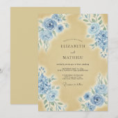 Dusty Blue Exquisite Vintage Wedding 招待状 (正面/裏面)