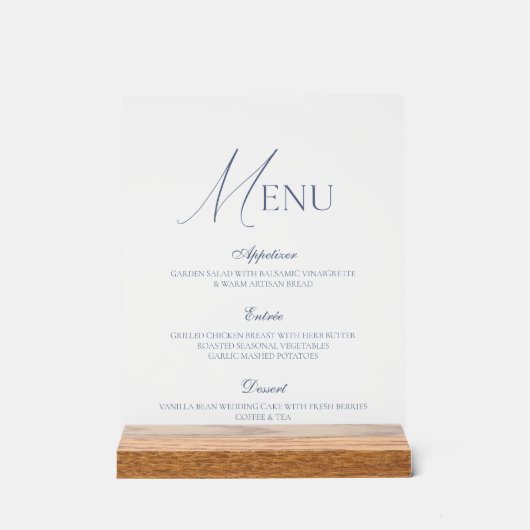 Dusty Blue Fine Art Acrylic Wedding Menu Sign アクリルサイン (正面)