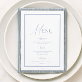 Dusty Blue Fine Art Floral Wedding Menu Card 招待状