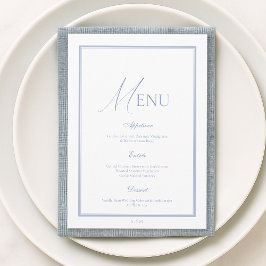Dusty Blue Fine Art Floral Wedding Menu Card 招待状