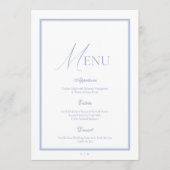 Dusty Blue Fine Art Floral Wedding Menu Card 招待状 (正面)
