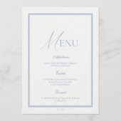 Dusty Blue Fine Art Floral Wedding Menu Card 招待状 (正面)