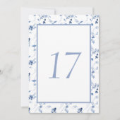 Dusty Blue Fine Art Floral Wedding Table Number  招待状 (正面)