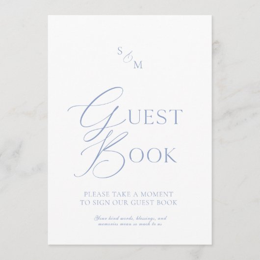 Dusty Blue Fine Art Guest Book Sign  招待状 (正面)