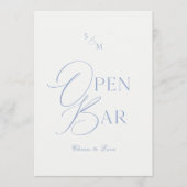 Dusty Blue Fine Art Open Bar Sign with Calligraphy 招待状 (正面)