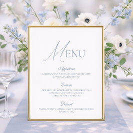 Dusty Blue Fine Art Wedding Menu Card