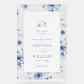 Dusty Blue Floral Acrylic Welcome Sign アクリルサイン (正面)