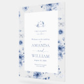 Dusty Blue Floral Acrylic Welcome Sign アクリルサイン (傾斜)