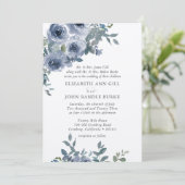 Dusty Blue Floral and Grey Formal Wedding Invite 招待状 (スタンド正面)