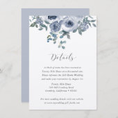 Dusty Blue Floral and Grey Wedding Details Card ノートカード (正面/裏面)