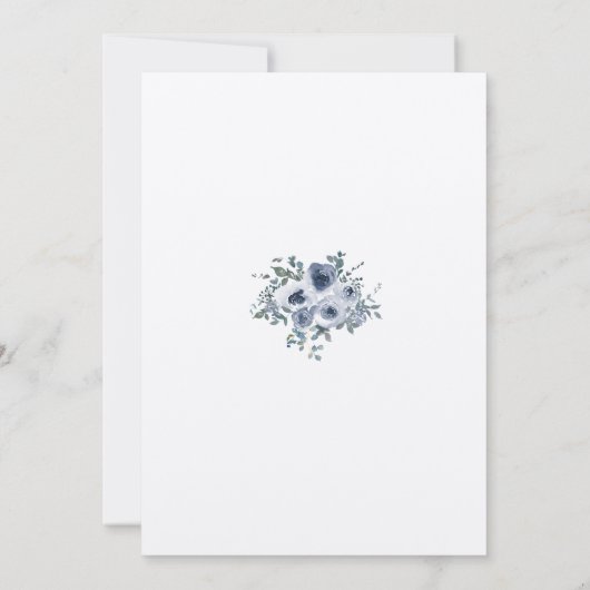 Dusty Blue Floral and Grey Wedding Invitation 招待状 (裏面)