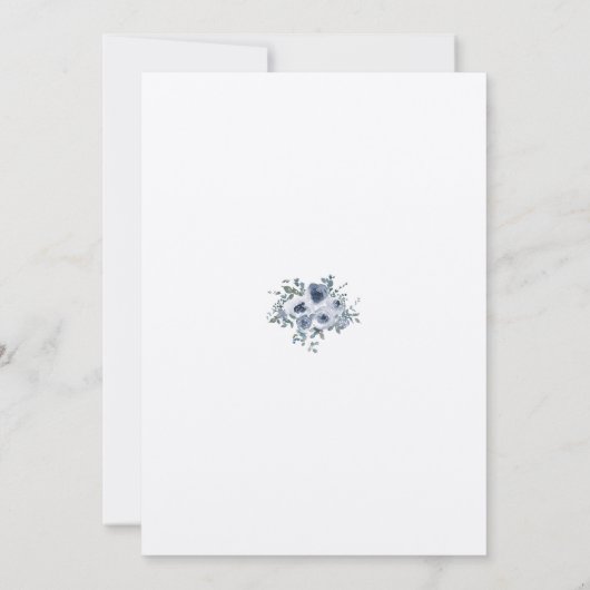 Dusty Blue Floral and Grey Wedding Invitation 招待状 (裏面)