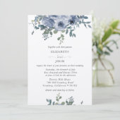 Dusty Blue Floral and Grey Wedding Invitation 招待状 (スタンド正面)