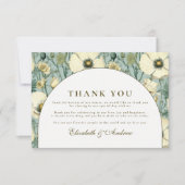 Dusty Blue Floral Arch Garden Wedding サンキューカード (正面)