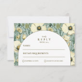 Dusty Blue Floral Arch Garden Wedding 出欠カード (正面)