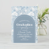 Dusty Blue Floral Arch Graduation Invite 招待状 (スタンド正面)