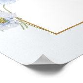 Dusty Blue Floral Arched Boy Baptism Welcome Sign ポスター (角)