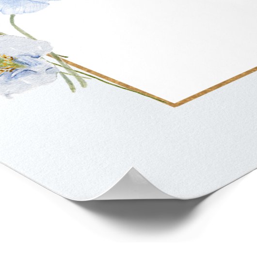 Dusty Blue Floral Arched Boy Baptism Welcome Sign ポスター (角)