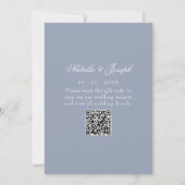Dusty Blue Floral Boho Botanical QR Code Wedding 招待状 (裏面)
