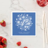 Dusty Blue Floral Bouquet Wedding names and date スタンダードカクテルナプキン (インサイチュ)