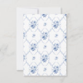 Dusty Blue Floral Bow Save the Date Wedding Card セーブザデート (裏面)